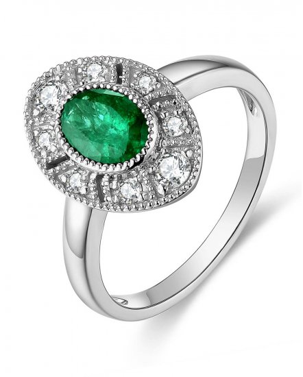 OVAL EMERALD DIAMOND RING (TR4426)