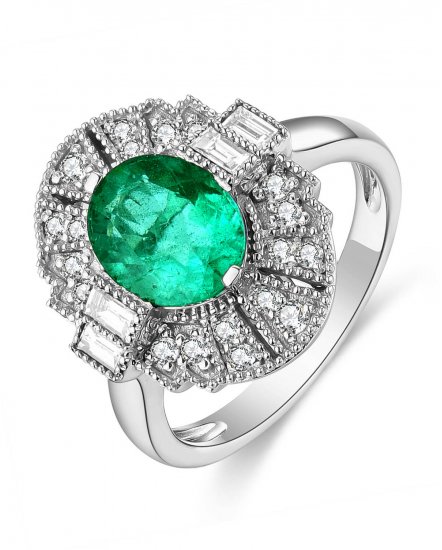 OVAL EMERALD DIAMOND RING (TR4428)