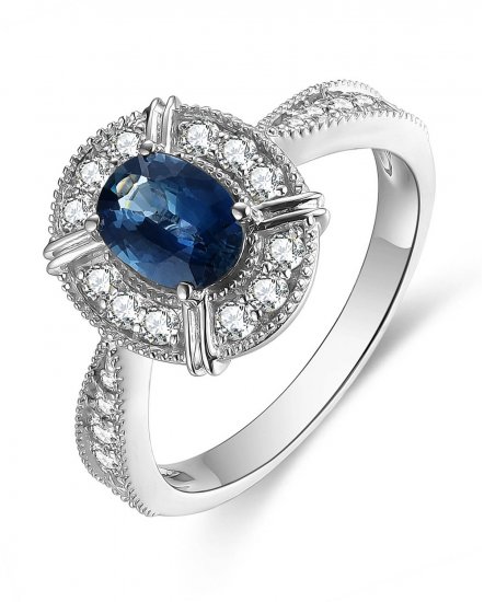 OVAL SAPPHIRE DIAMOND RING (TR4429)