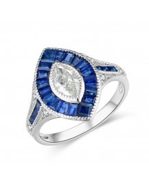 MARQUISE STYLE SAPPHIRE DIAMOND RING (TR4436)