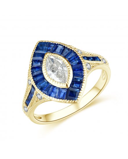 MARQUISE STYLE SAPPHIRE DIAMOND RING (TR4436)