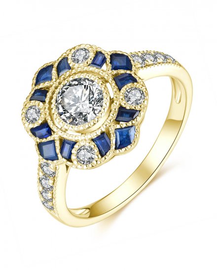 FLORAL STYLE SAPPHIRE DIAMOND RING (TR4437)