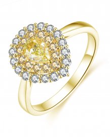 MULTI TONE PEAR DIAMOND ENGAGEMENT RING (TR4445)