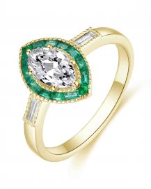 MARQUISE STYLE EMERALD DIAMOND RING (TR4447)
