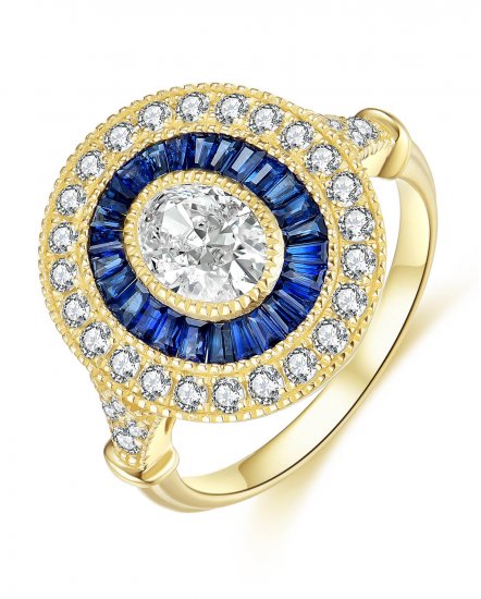 OVAL SAPPHIRE DIAMOND RING (TR4450)