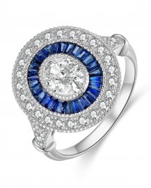 OVAL SAPPHIRE DIAMOND RING (TR4450)
