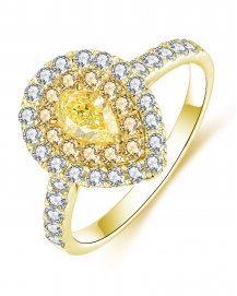 PEAR HALO STYLE MULTI TONE DIAMOND ENGAGEMENT RING (TR4454)