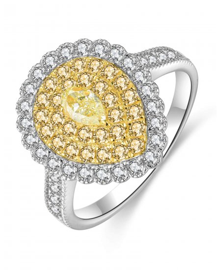 MULTI TONE PEAR DIAMOND ENGAGEMENT RING (TR4458)