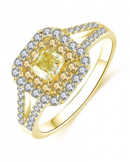 MULTI TONE PRINCESS CUT DIAMOND ENGAGEMENT RING (TR4461)