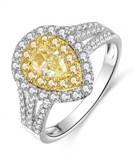 MULTI TONE PEAR DIAMOND ENGAGEMENT RING (TR4462)