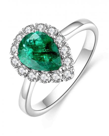 PEAR EMERALD DIAMOND RING (TR4469)