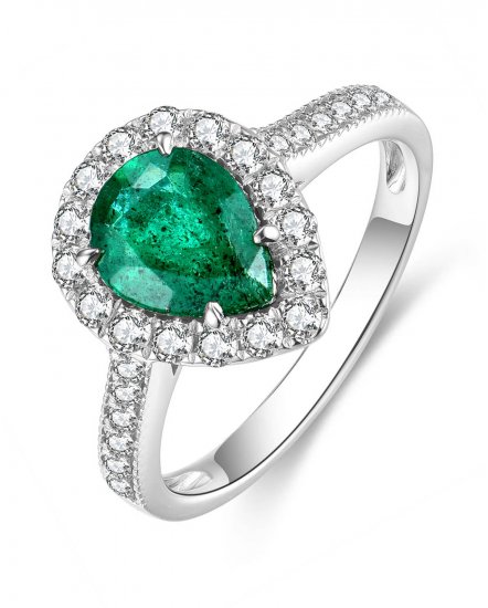 PEAR EMERALD DIAMOND RING (TR4470)