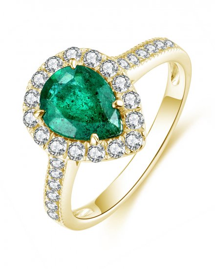 PEAR EMERALD DIAMOND RING (TR4470)