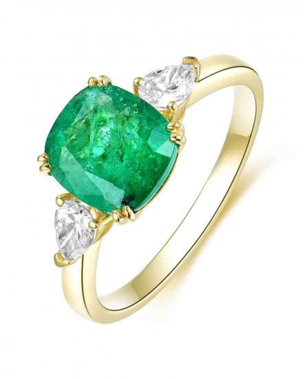 CUSHION EMERALD DIAMOND RING (TR4471)