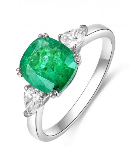 CUSHION EMERALD DIAMOND RING (TR4471)