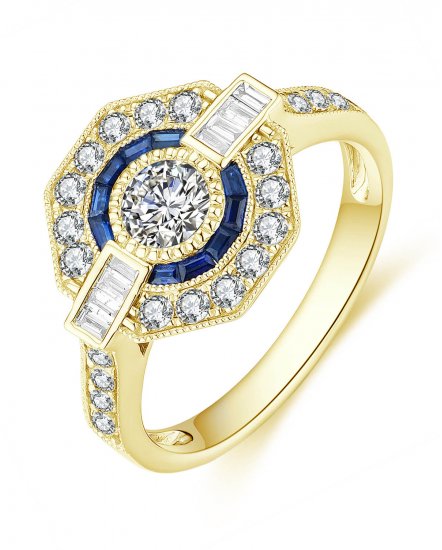OCTAGON STYLE SAPPHIRE DIAMOND RING (TR4472)