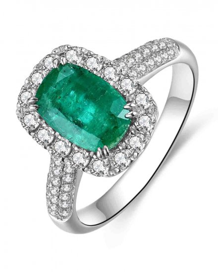CUSHION EMERALD DIAMOND RING (TR4473)