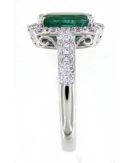 CUSHION EMERALD DIAMOND RING (TR4473)