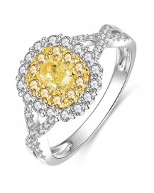 MULTI TONE CUSHION DIAMOND ENGAGEMENT RING (TR4475)