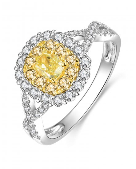 MULTI TONE CUSHION DIAMOND ENGAGEMENT RING (TR4475)