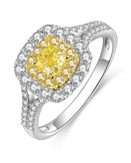 MULTI TONE CUSHION DIAMOND ENGAGEMENT RING (TR4478)