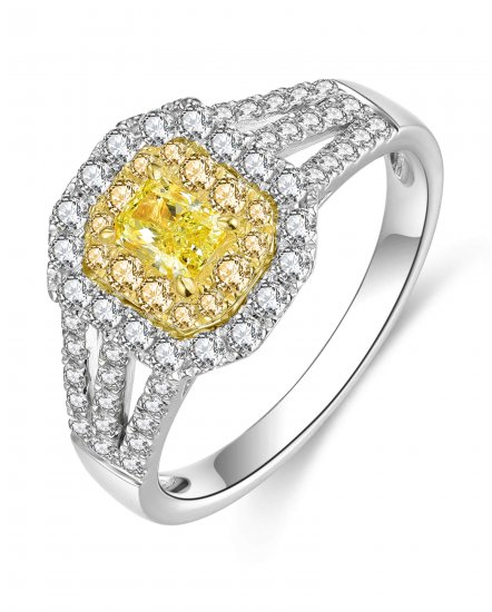 MULTI TONE EMERALD CUT DIAMOND ENGAGEMENT RING (TR4479)