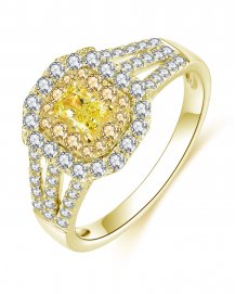 MULTI TONE EMERALD CUT DIAMOND ENGAGEMENT RING (TR4479)