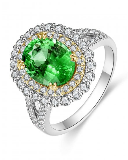 OVAL EMERALD DIAMOND RING (TR4491)