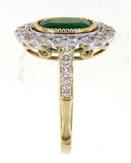 CUSHION EMERALD DIAMOND RING (TR4494)
