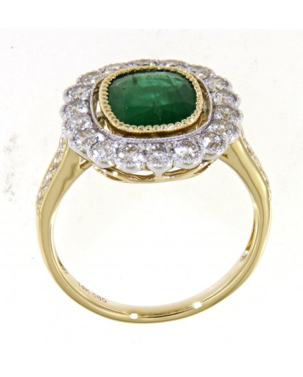 CUSHION EMERALD DIAMOND RING (TR4494)