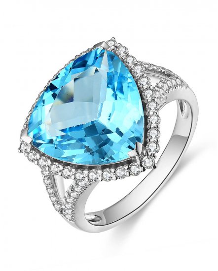 TRIANGLE SWISS BLUE TOPAZ DIAMOND RING (TR4520)