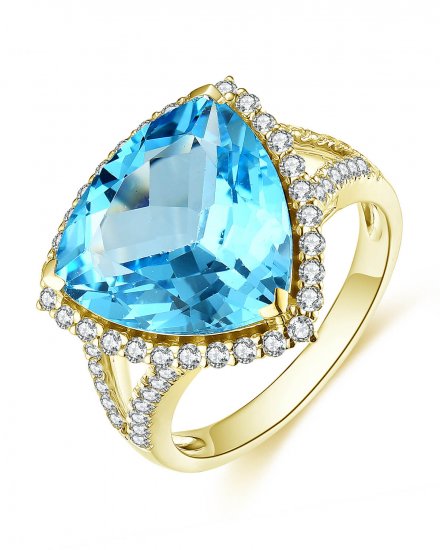 TRIANGLE SWISS BLUE TOPAZ DIAMOND RING (TR4520)