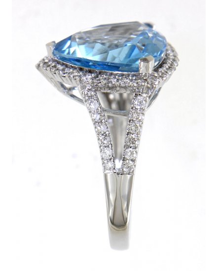 TRIANGLE SWISS BLUE TOPAZ DIAMOND RING (TR4520)