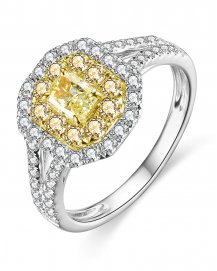 MULTI TONE CUSHION DIAMOND ENGAGEMENT RING (TR4525)