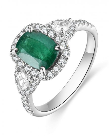 CUSHION EMERALD DIAMOND RING (TR4556)