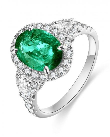 OVAL EMERALD DIAMOND RING (TR4558)