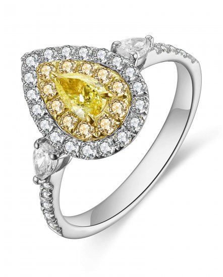 MULTI TONE PEAR DIAMOND ENGAGEMENT RING (TR4570)