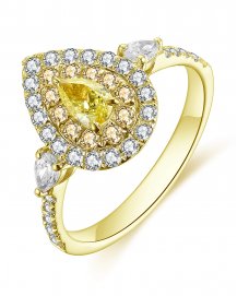 MULTI TONE PEAR DIAMOND ENGAGEMENT RING (TR4570)