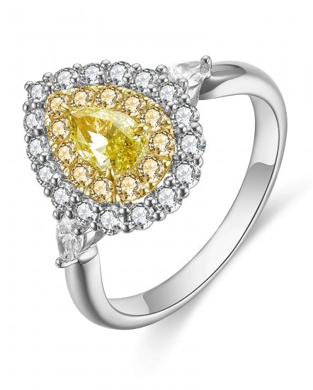 MULTI TONE PEAR DIAMOND ENGAGEMENT RING (TR4571)