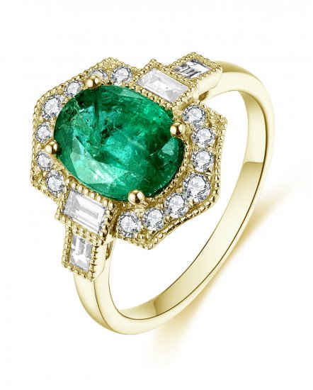 OVAL EMERALD DIAMOND RING (TR4587)