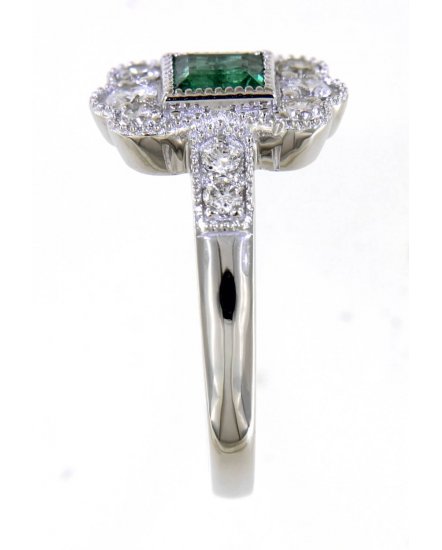 PRINCESS CUT  EMERALD DIAMOND RING  (TR4590)