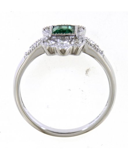 PRINCESS CUT  EMERALD DIAMOND RING  (TR4590)