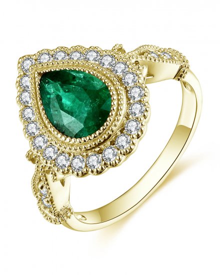 PEAR EMERALD DIAMOND RING (TR4600)