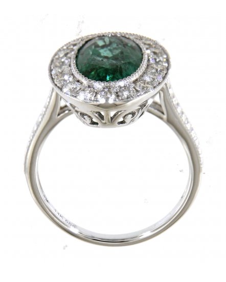 OVAL EMERALD DIAMOND RING (TR4618)