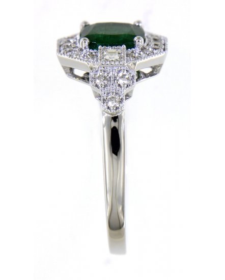CUSHION SHAPE EMERALD DIAMOND RING (TR4619)