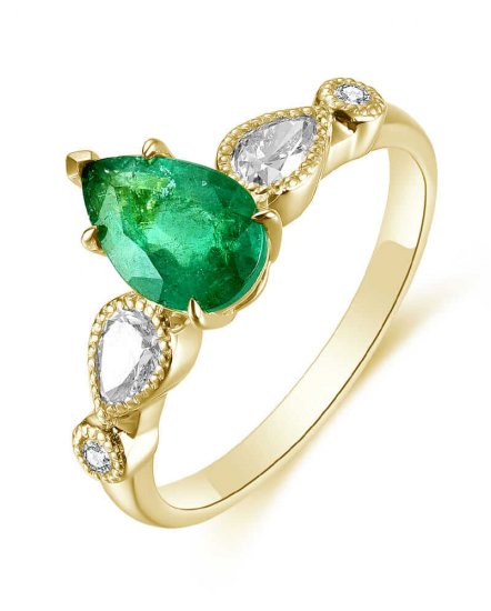 PEAR EMERALD DIAMOND RING (TR4621)