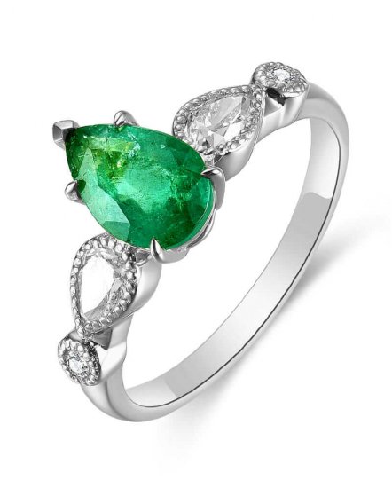 PEAR EMERALD DIAMOND RING (TR4621)