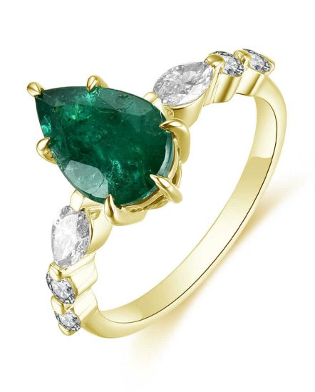 PEAR EMERALD DIAMOND RING (TR4622)