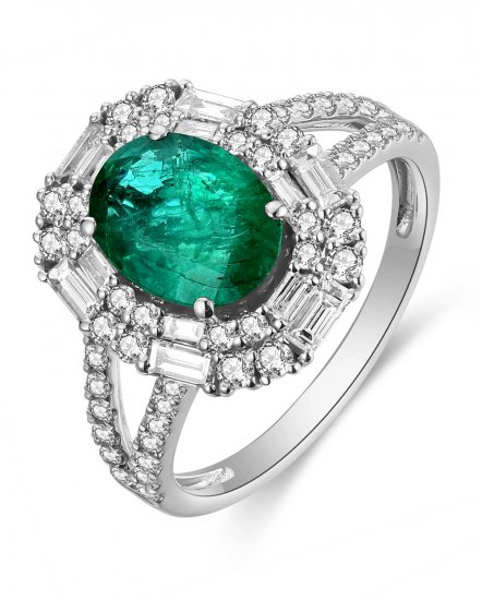 OVAL EMERALD DIAMOND RING (TR4652)