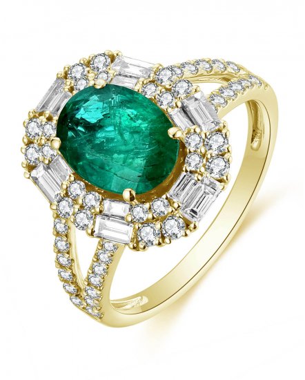 OVAL EMERALD DIAMOND RING (TR4652)